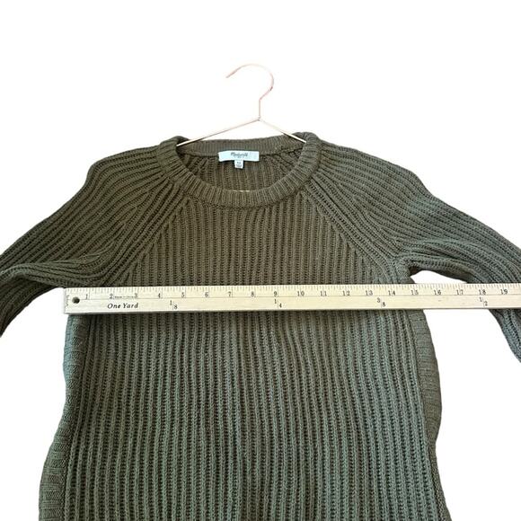 Madewell Ribbed Army Green Crewneck Zipper Hem Sweater - Picture 6 of 7